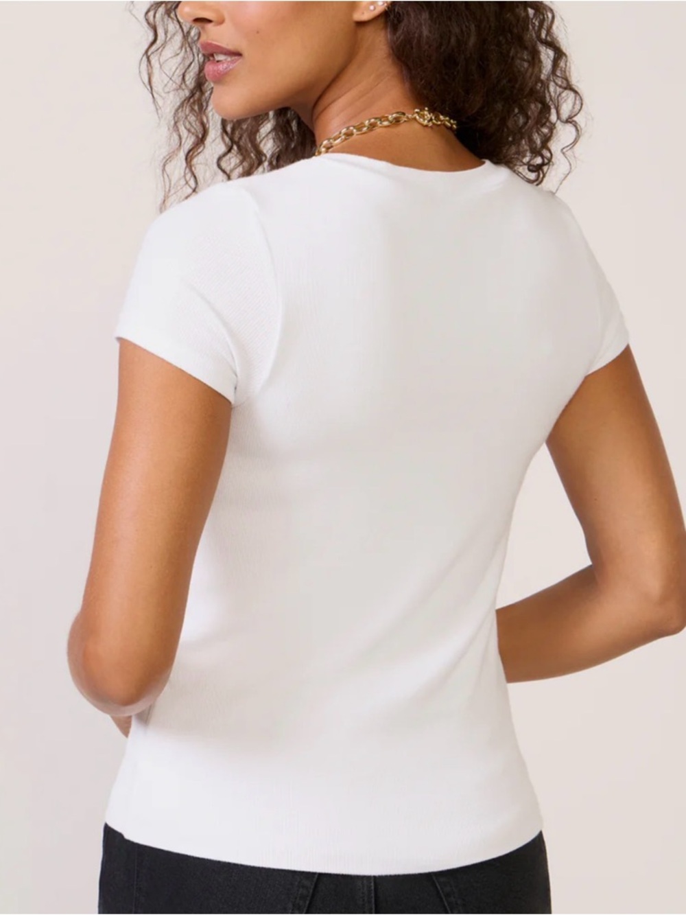 LNA White Ribbed Crewneck Harrison T-shirt - Picture 3 of 9